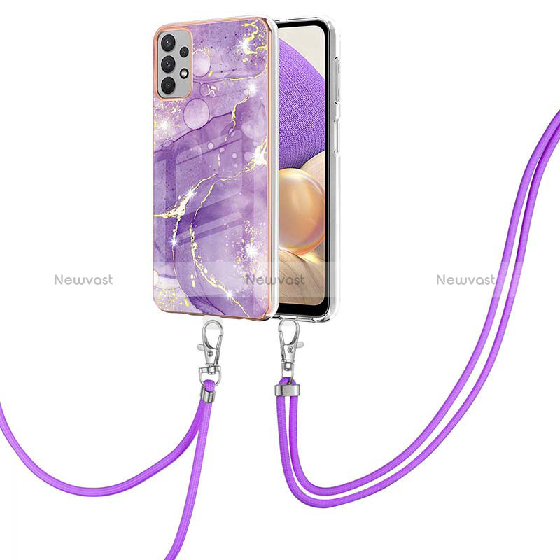 Silicone Candy Rubber Gel Fashionable Pattern Soft Case Cover with Lanyard Strap Y05B for Samsung Galaxy A33 5G