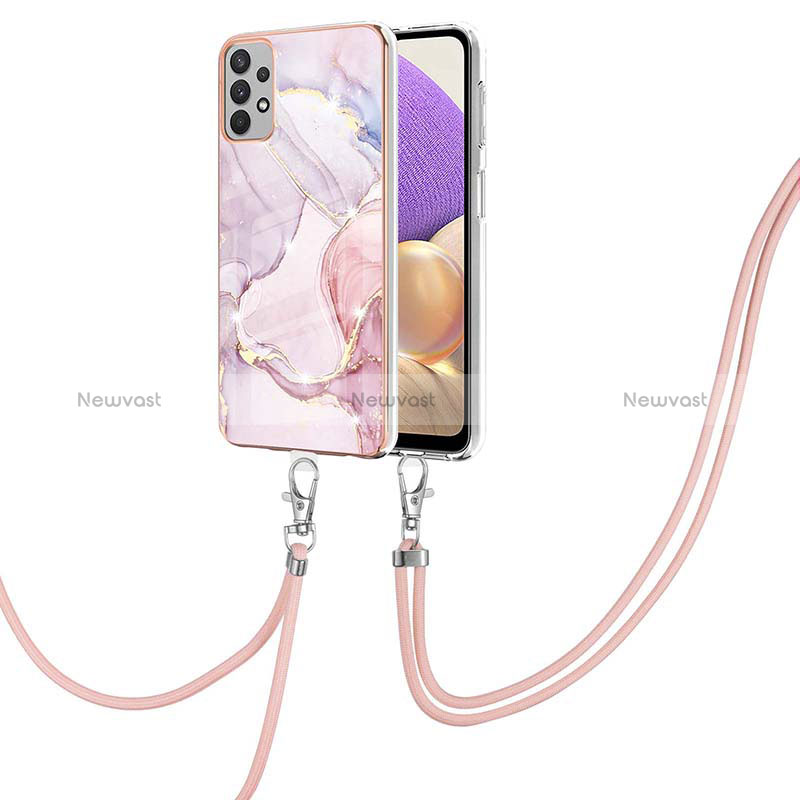 Silicone Candy Rubber Gel Fashionable Pattern Soft Case Cover with Lanyard Strap Y05B for Samsung Galaxy A33 5G