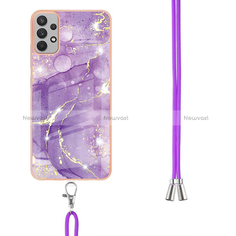 Silicone Candy Rubber Gel Fashionable Pattern Soft Case Cover with Lanyard Strap Y05B for Samsung Galaxy A33 5G