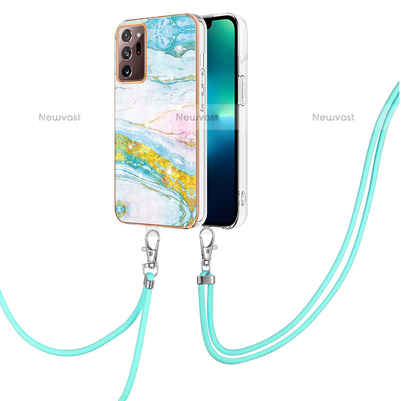 Silicone Candy Rubber Gel Fashionable Pattern Soft Case Cover with Lanyard Strap Y05B for Samsung Galaxy Note 20 Ultra 5G