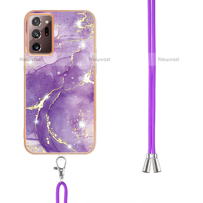 Silicone Candy Rubber Gel Fashionable Pattern Soft Case Cover with Lanyard Strap Y05B for Samsung Galaxy Note 20 Ultra 5G