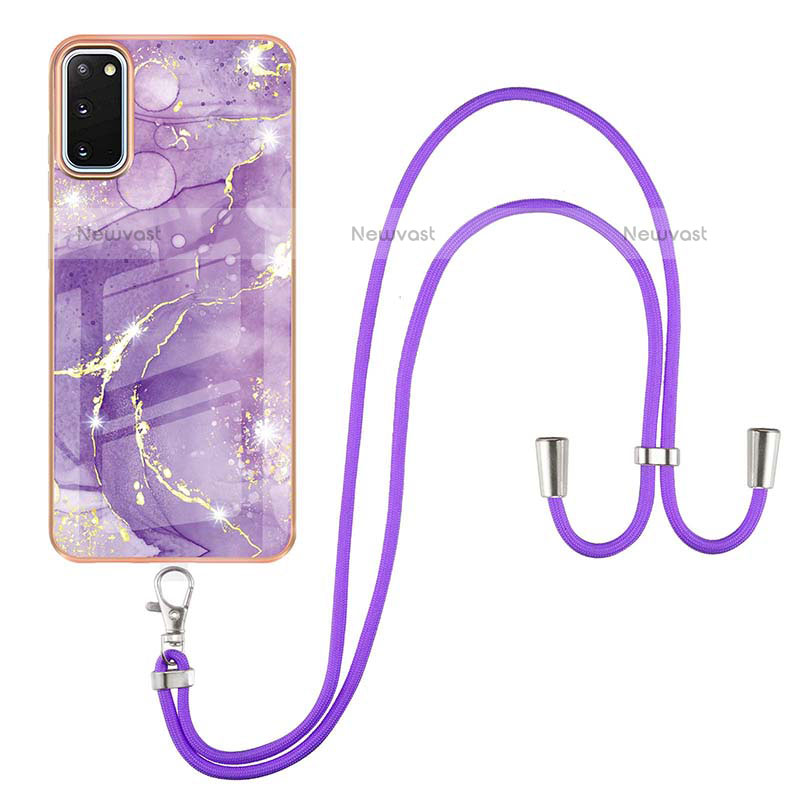 Silicone Candy Rubber Gel Fashionable Pattern Soft Case Cover with Lanyard Strap Y05B for Samsung Galaxy S20 5G