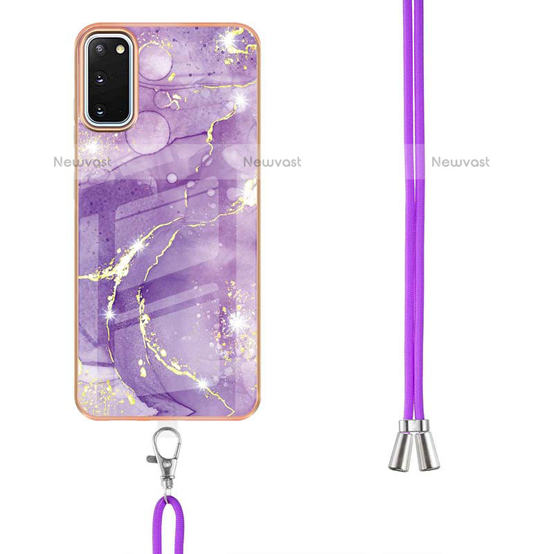 Silicone Candy Rubber Gel Fashionable Pattern Soft Case Cover with Lanyard Strap Y05B for Samsung Galaxy S20 5G