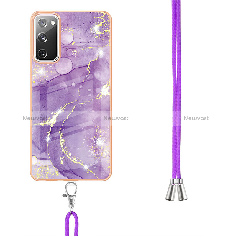 Silicone Candy Rubber Gel Fashionable Pattern Soft Case Cover with Lanyard Strap Y05B for Samsung Galaxy S20 FE (2022) 5G