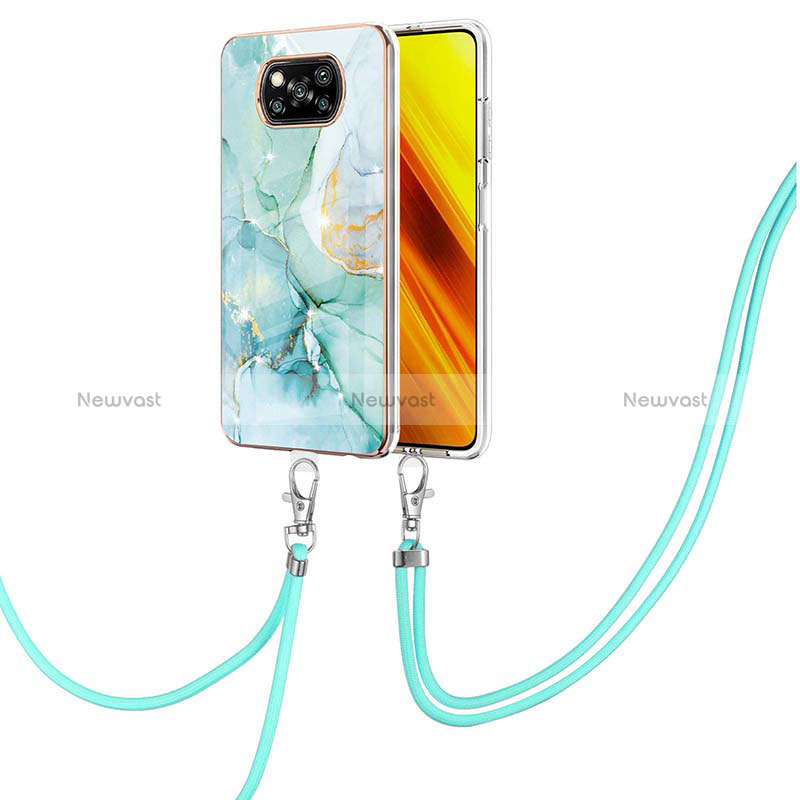 Silicone Candy Rubber Gel Fashionable Pattern Soft Case Cover with Lanyard Strap Y05B for Xiaomi Poco X3 NFC