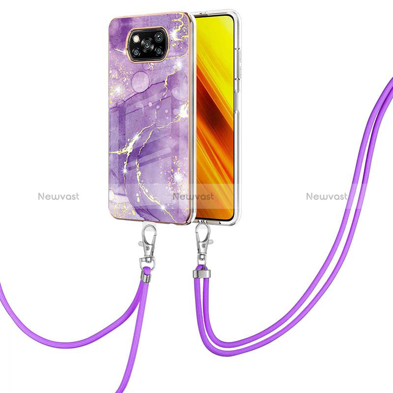 Silicone Candy Rubber Gel Fashionable Pattern Soft Case Cover with Lanyard Strap Y05B for Xiaomi Poco X3 Pro