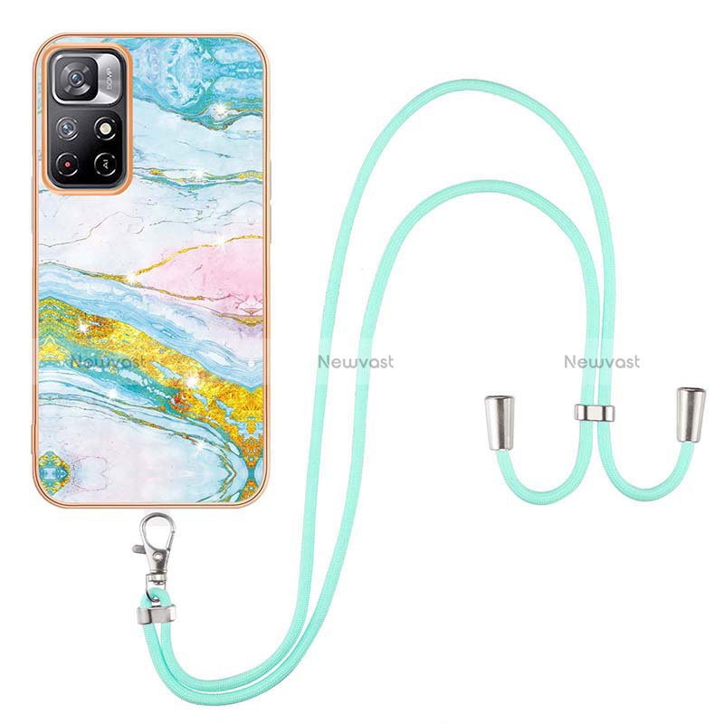 Silicone Candy Rubber Gel Fashionable Pattern Soft Case Cover with Lanyard Strap Y05B for Xiaomi Redmi Note 11S 5G