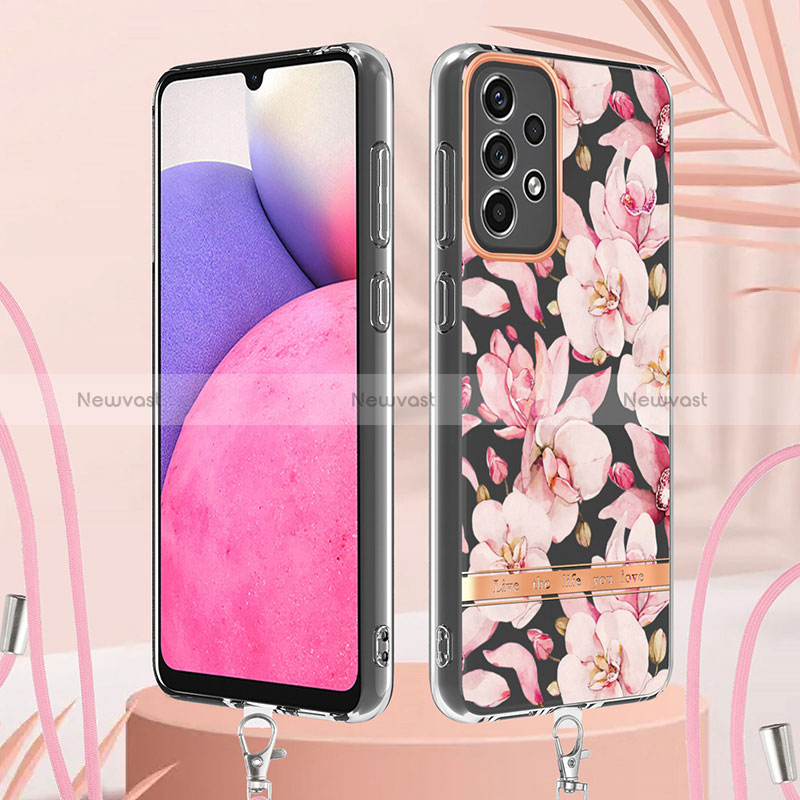 Silicone Candy Rubber Gel Fashionable Pattern Soft Case Cover with Lanyard Strap Y06B for Samsung Galaxy A33 5G