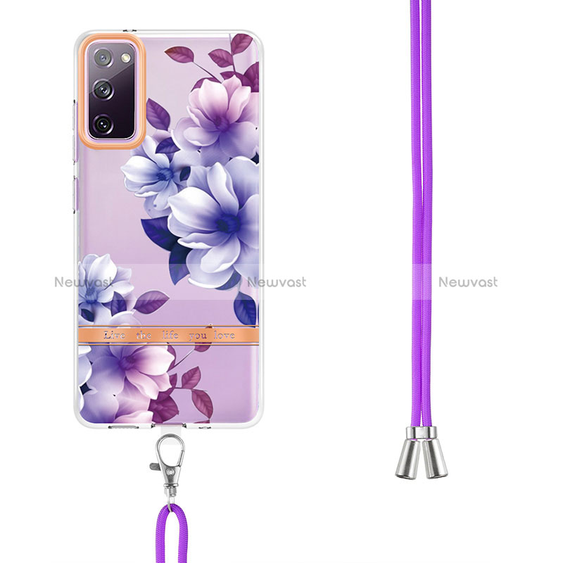 Silicone Candy Rubber Gel Fashionable Pattern Soft Case Cover with Lanyard Strap Y06B for Samsung Galaxy S20 FE (2022) 5G