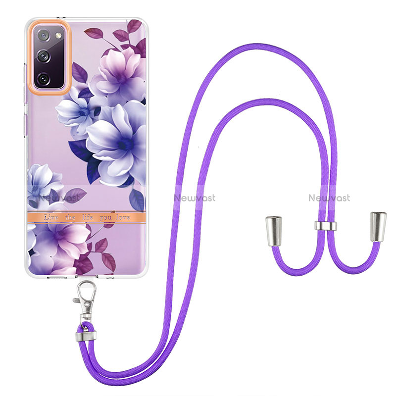 Silicone Candy Rubber Gel Fashionable Pattern Soft Case Cover with Lanyard Strap Y06B for Samsung Galaxy S20 FE 5G