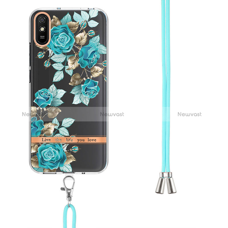 Silicone Candy Rubber Gel Fashionable Pattern Soft Case Cover with Lanyard Strap Y06B for Xiaomi Redmi 9A