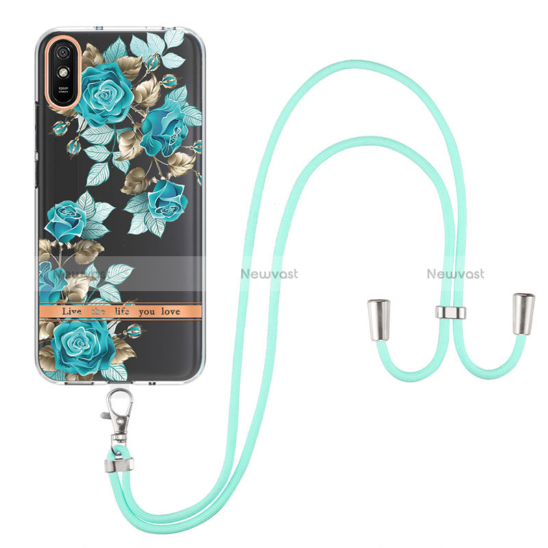 Silicone Candy Rubber Gel Fashionable Pattern Soft Case Cover with Lanyard Strap Y06B for Xiaomi Redmi 9i