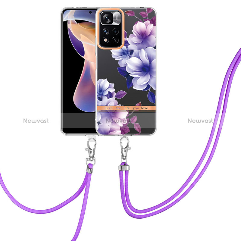 Silicone Candy Rubber Gel Fashionable Pattern Soft Case Cover with Lanyard Strap Y06B for Xiaomi Redmi Note 11 Pro+ Plus 5G