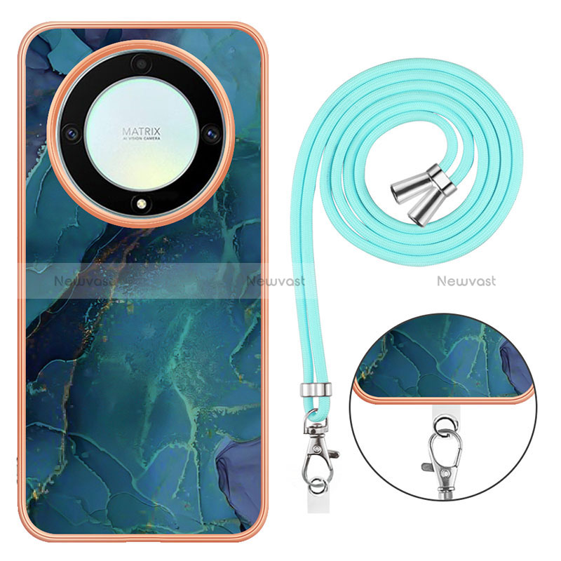 Silicone Candy Rubber Gel Fashionable Pattern Soft Case Cover with Lanyard Strap Y07B for Huawei Honor Magic5 Lite 5G