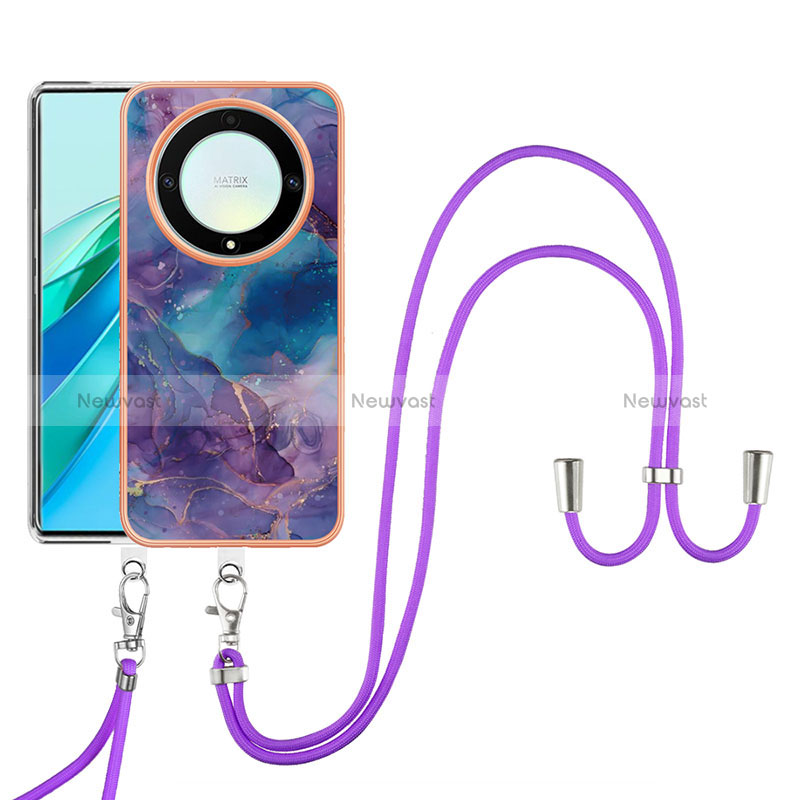 Silicone Candy Rubber Gel Fashionable Pattern Soft Case Cover with Lanyard Strap Y07B for Huawei Honor Magic5 Lite 5G