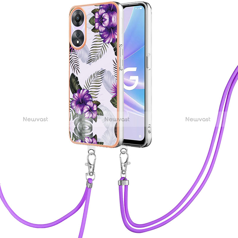 Silicone Candy Rubber Gel Fashionable Pattern Soft Case Cover with Lanyard Strap YB3 for Oppo A78 5G