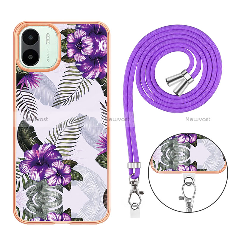 Silicone Candy Rubber Gel Fashionable Pattern Soft Case Cover with Lanyard Strap YB3 for Xiaomi Redmi A2