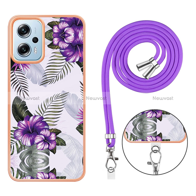 Silicone Candy Rubber Gel Fashionable Pattern Soft Case Cover with Lanyard Strap YB3 for Xiaomi Redmi Note 11 Pro+ Plus 5G