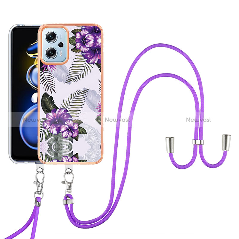 Silicone Candy Rubber Gel Fashionable Pattern Soft Case Cover with Lanyard Strap YB3 for Xiaomi Redmi Note 11 Pro+ Plus 5G