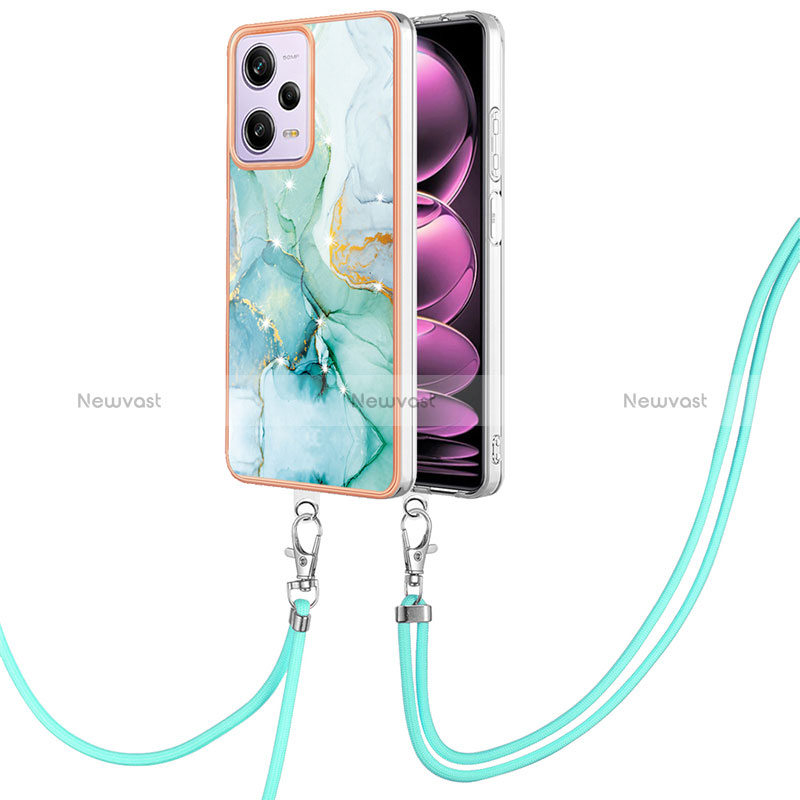 Silicone Candy Rubber Gel Fashionable Pattern Soft Case Cover with Lanyard Strap YB5 for Xiaomi Redmi Note 12 Pro 5G