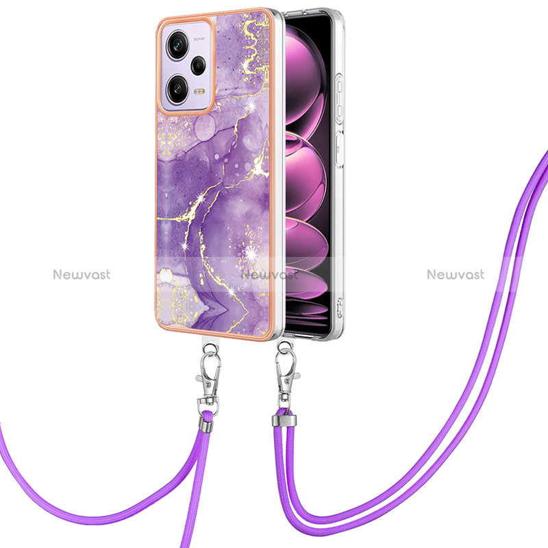 Silicone Candy Rubber Gel Fashionable Pattern Soft Case Cover with Lanyard Strap YB5 for Xiaomi Redmi Note 12 Pro 5G