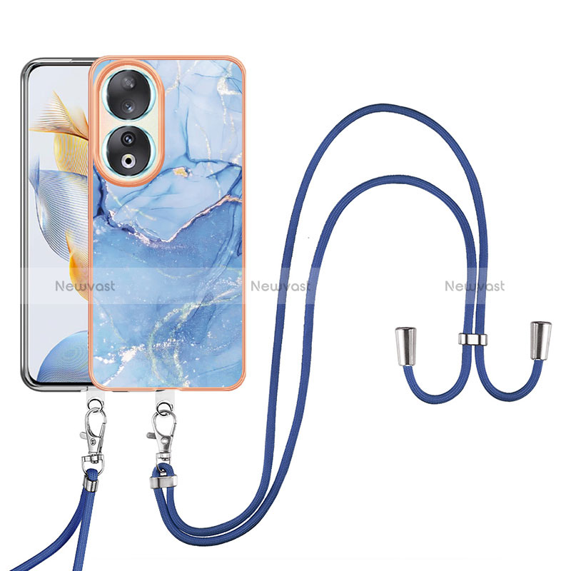 Silicone Candy Rubber Gel Fashionable Pattern Soft Case Cover with Lanyard Strap YB7 for Huawei Honor 90 5G
