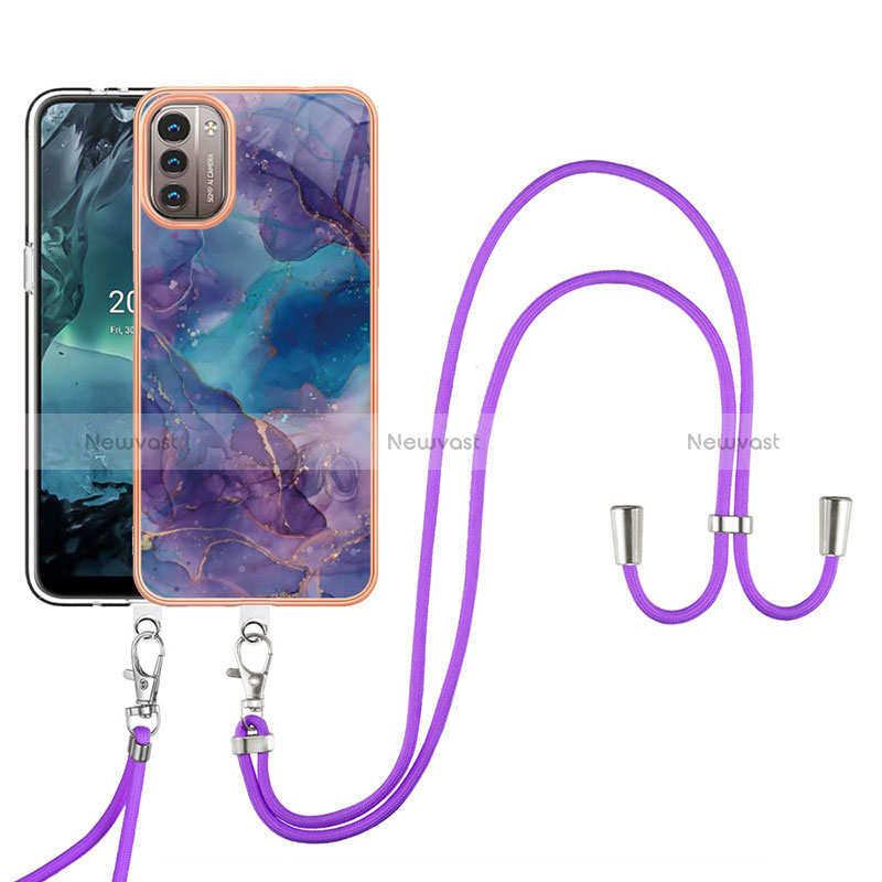 Silicone Candy Rubber Gel Fashionable Pattern Soft Case Cover with Lanyard Strap YB7 for Nokia G21