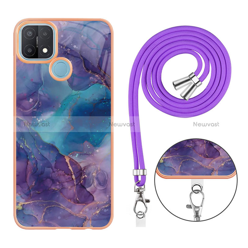 Silicone Candy Rubber Gel Fashionable Pattern Soft Case Cover with Lanyard Strap YB7 for Oppo A35