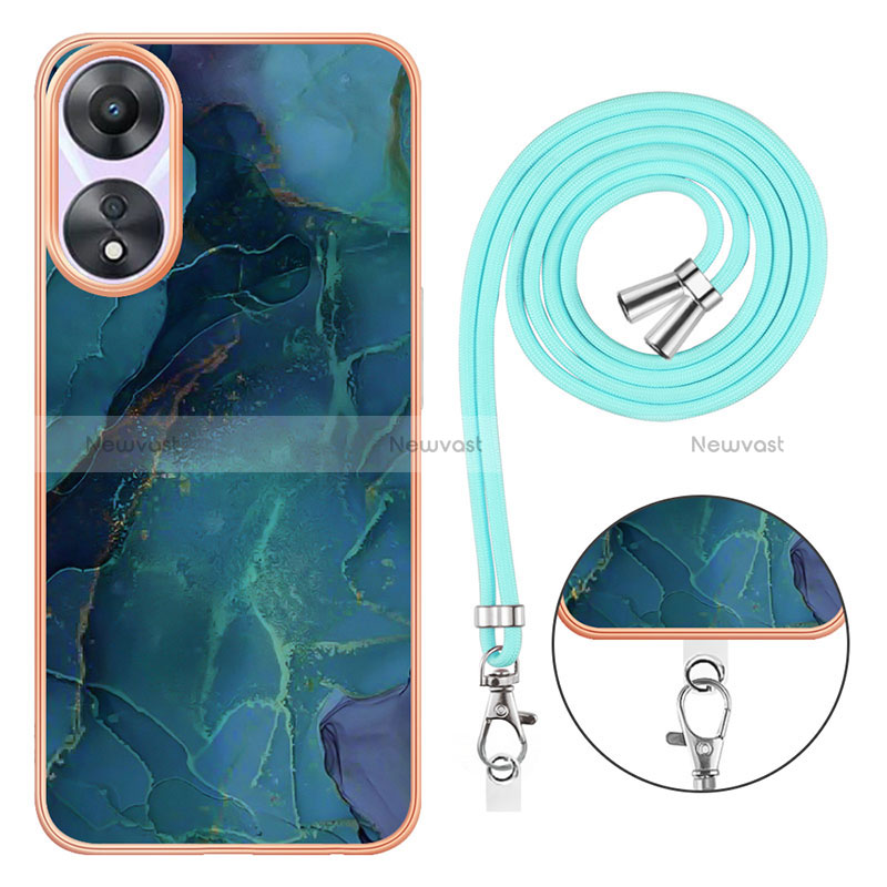 Silicone Candy Rubber Gel Fashionable Pattern Soft Case Cover with Lanyard Strap YB7 for Oppo A78 5G