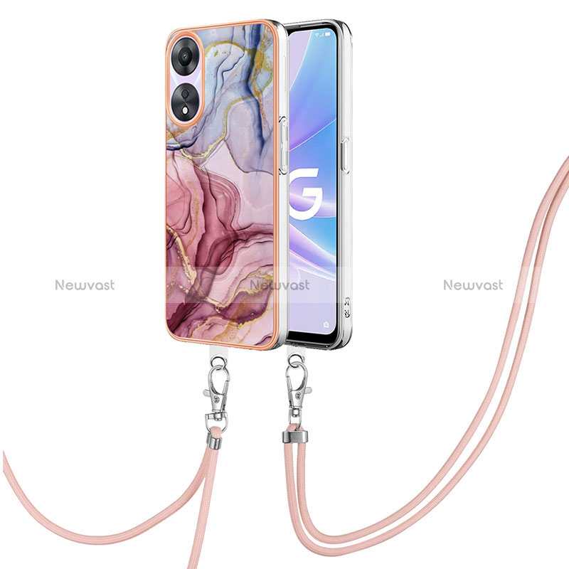 Silicone Candy Rubber Gel Fashionable Pattern Soft Case Cover with Lanyard Strap YB7 for Oppo A78 5G