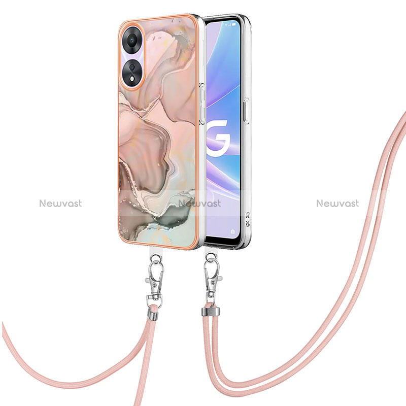 Silicone Candy Rubber Gel Fashionable Pattern Soft Case Cover with Lanyard Strap YB7 for Oppo A78 5G