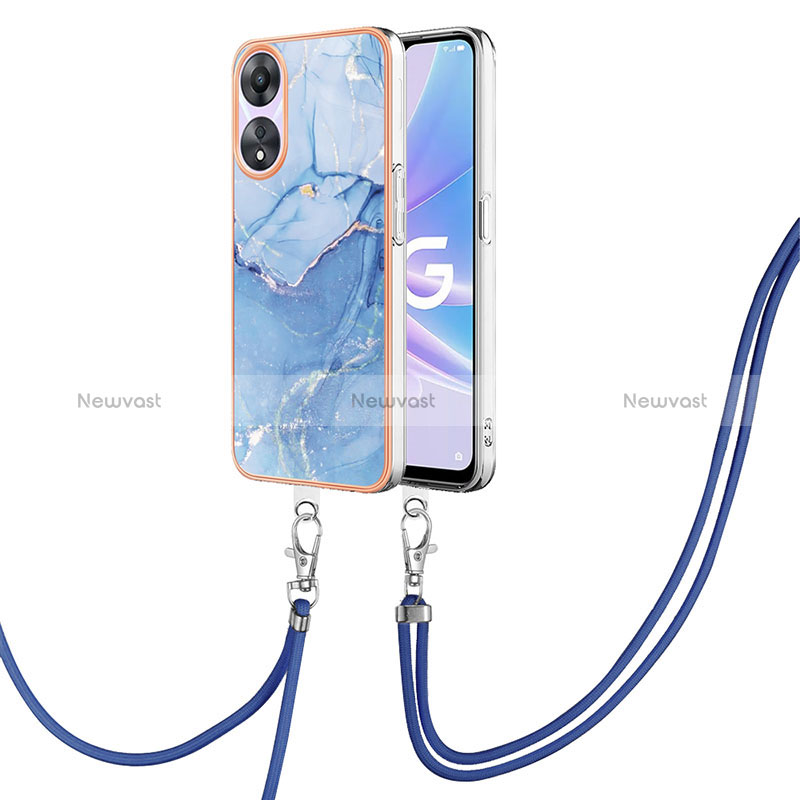 Silicone Candy Rubber Gel Fashionable Pattern Soft Case Cover with Lanyard Strap YB7 for Oppo A78 5G