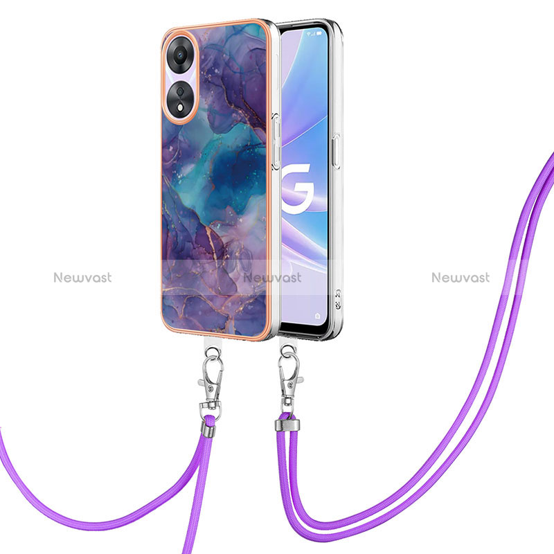 Silicone Candy Rubber Gel Fashionable Pattern Soft Case Cover with Lanyard Strap YB7 for Oppo A78 5G