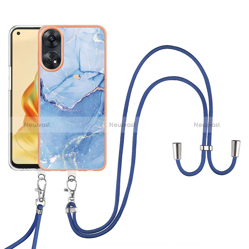 Silicone Candy Rubber Gel Fashionable Pattern Soft Case Cover with Lanyard Strap YB7 for Oppo Reno8 T 4G