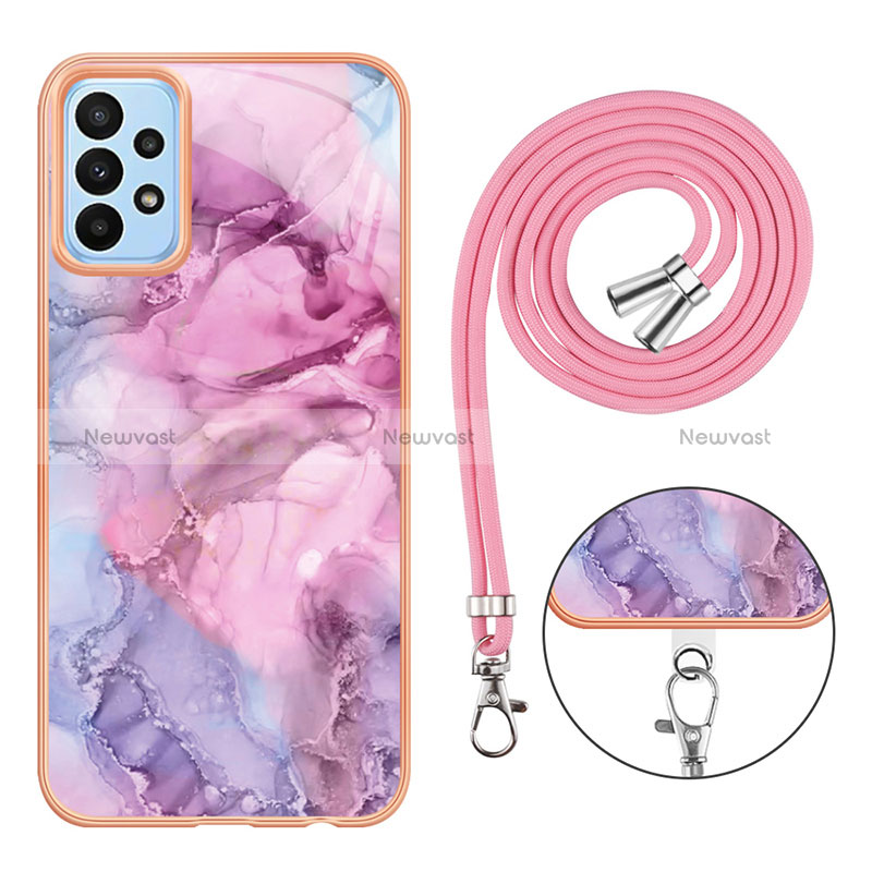 Silicone Candy Rubber Gel Fashionable Pattern Soft Case Cover with Lanyard Strap YB7 for Samsung Galaxy A33 5G