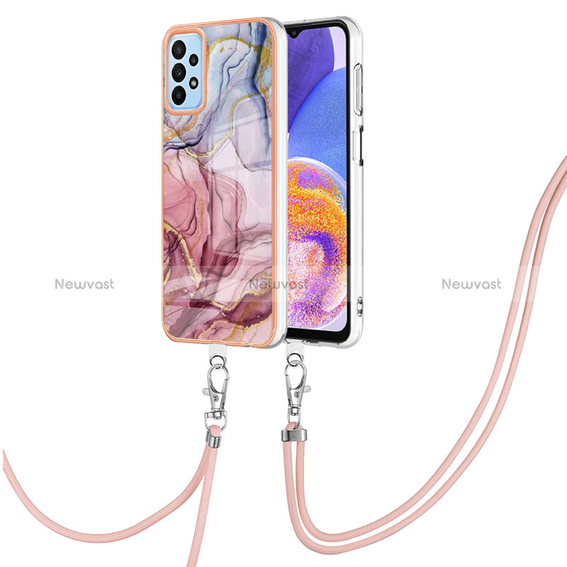 Silicone Candy Rubber Gel Fashionable Pattern Soft Case Cover with Lanyard Strap YB7 for Samsung Galaxy A33 5G