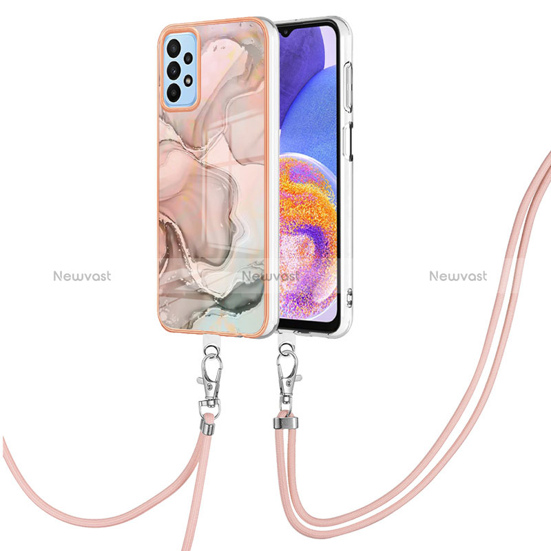 Silicone Candy Rubber Gel Fashionable Pattern Soft Case Cover with Lanyard Strap YB7 for Samsung Galaxy A33 5G