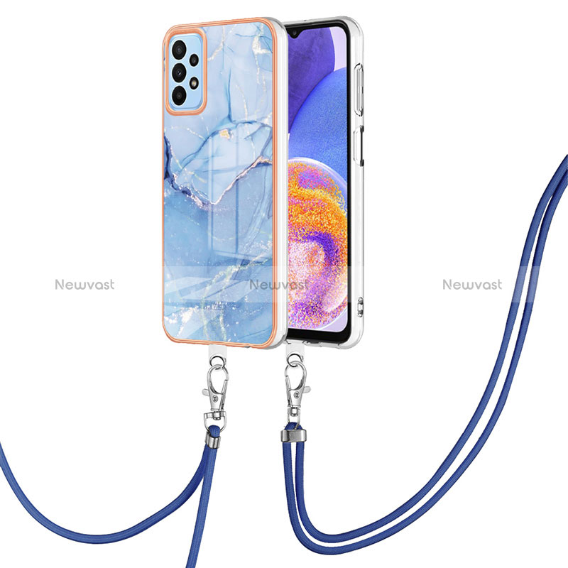 Silicone Candy Rubber Gel Fashionable Pattern Soft Case Cover with Lanyard Strap YB7 for Samsung Galaxy A72 5G