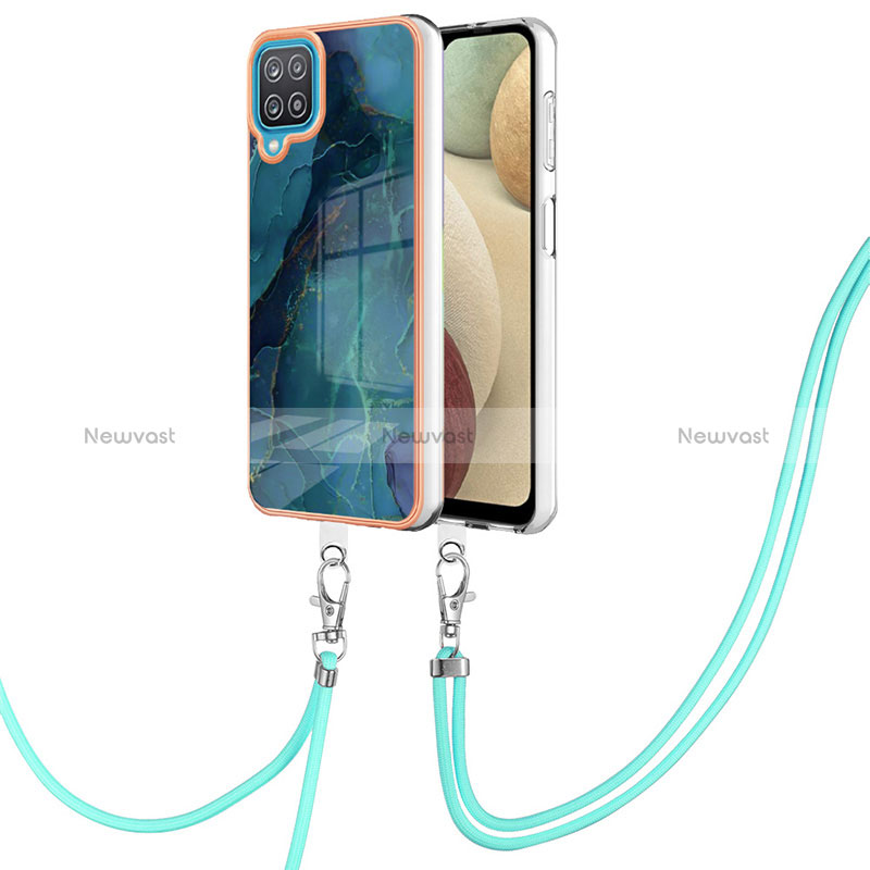 Silicone Candy Rubber Gel Fashionable Pattern Soft Case Cover with Lanyard Strap YB7 for Samsung Galaxy F12