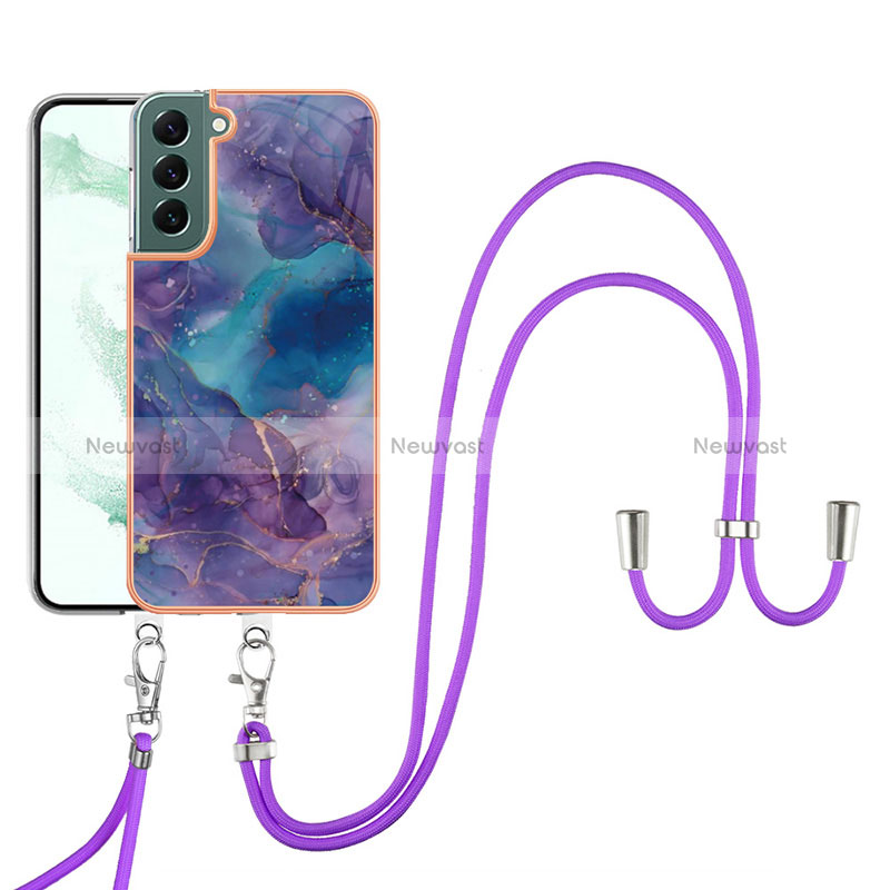 Silicone Candy Rubber Gel Fashionable Pattern Soft Case Cover with Lanyard Strap YB7 for Samsung Galaxy S23 Plus 5G