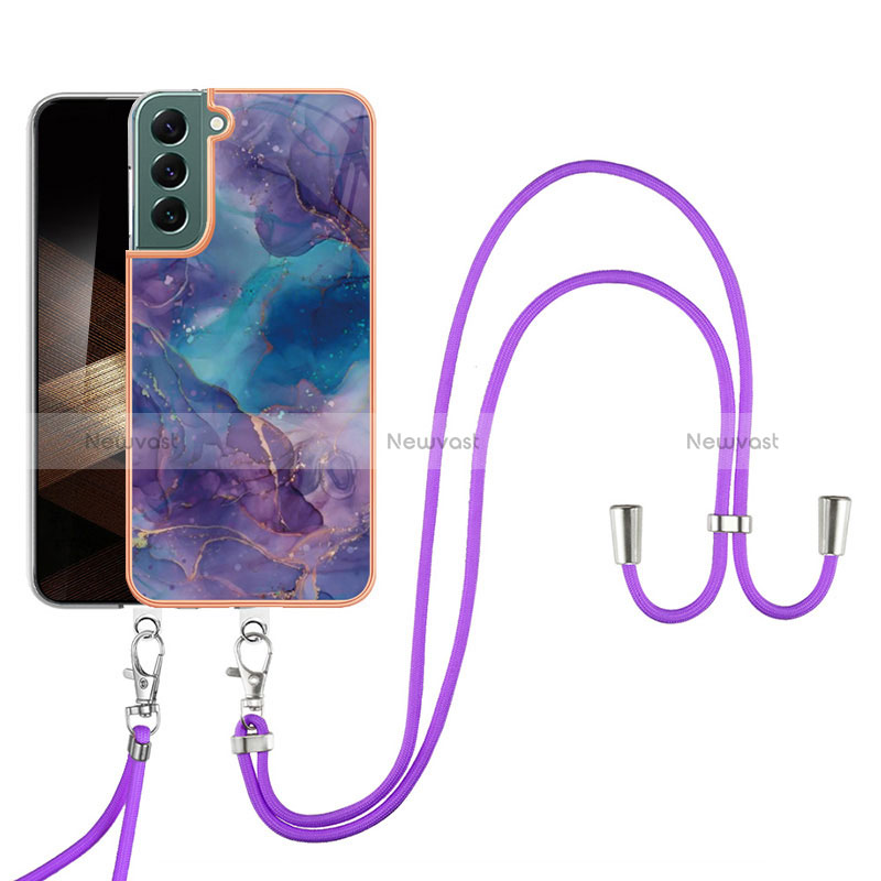 Silicone Candy Rubber Gel Fashionable Pattern Soft Case Cover with Lanyard Strap YB7 for Samsung Galaxy S24 Plus 5G