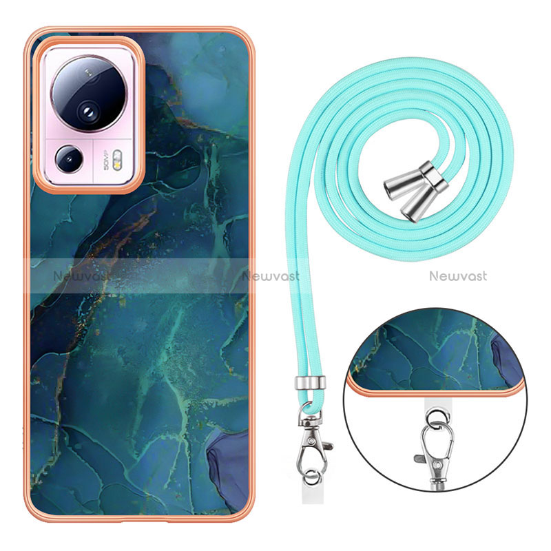 Silicone Candy Rubber Gel Fashionable Pattern Soft Case Cover with Lanyard Strap YB7 for Xiaomi Mi 13 Lite 5G