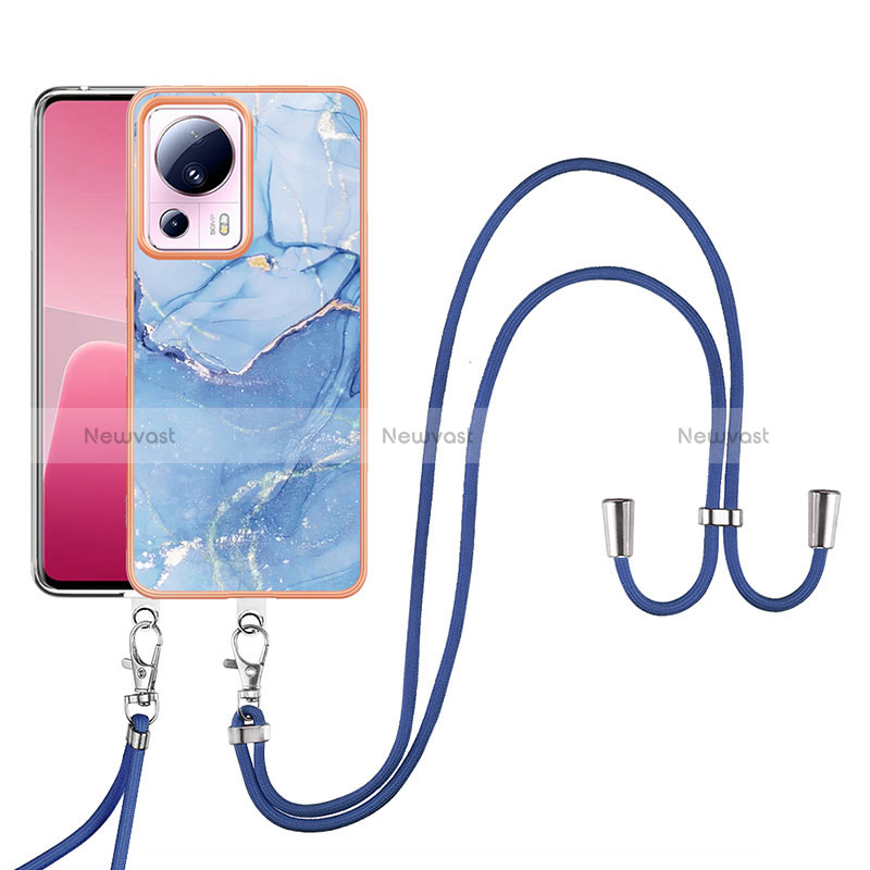 Silicone Candy Rubber Gel Fashionable Pattern Soft Case Cover with Lanyard Strap YB7 for Xiaomi Mi 13 Lite 5G