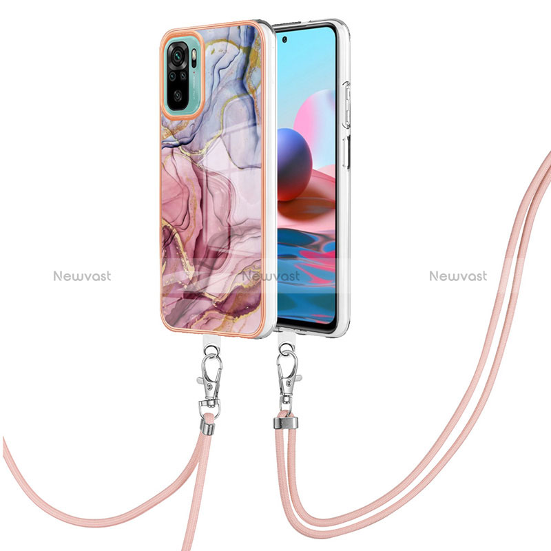 Silicone Candy Rubber Gel Fashionable Pattern Soft Case Cover with Lanyard Strap YB7 for Xiaomi Poco M5S