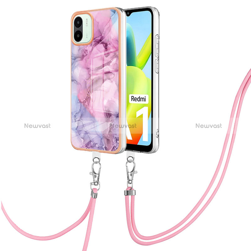 Silicone Candy Rubber Gel Fashionable Pattern Soft Case Cover with Lanyard Strap YB7 for Xiaomi Redmi A2