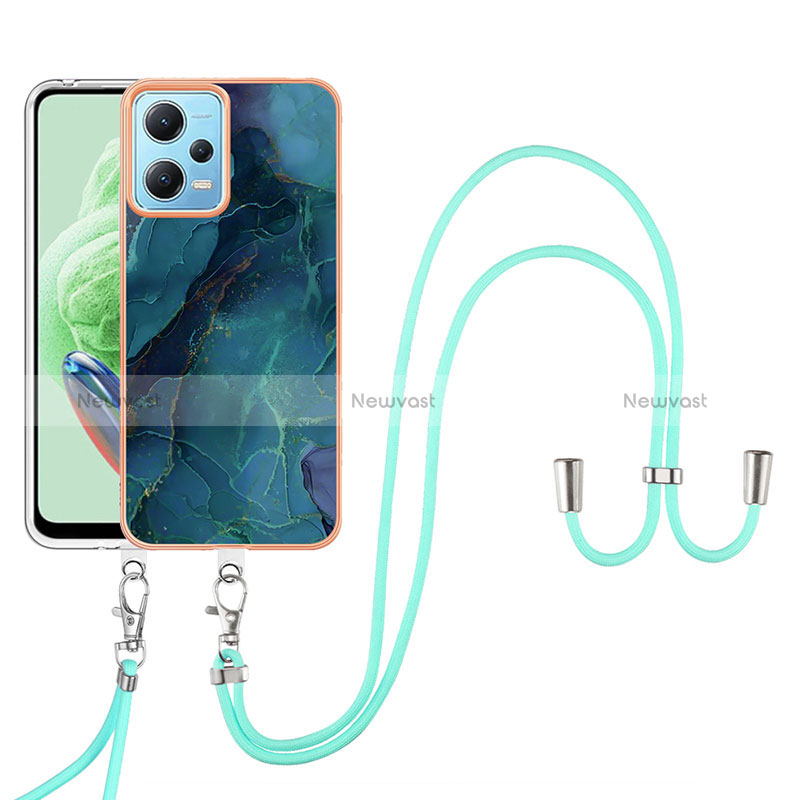 Silicone Candy Rubber Gel Fashionable Pattern Soft Case Cover with Lanyard Strap YB7 for Xiaomi Redmi Note 12 5G