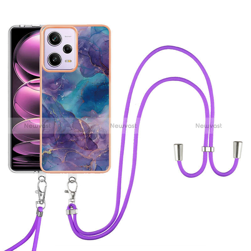Silicone Candy Rubber Gel Fashionable Pattern Soft Case Cover with Lanyard Strap YB7 for Xiaomi Redmi Note 12 Pro 5G