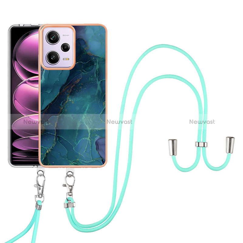 Silicone Candy Rubber Gel Fashionable Pattern Soft Case Cover with Lanyard Strap YB7 for Xiaomi Redmi Note 12 Pro 5G