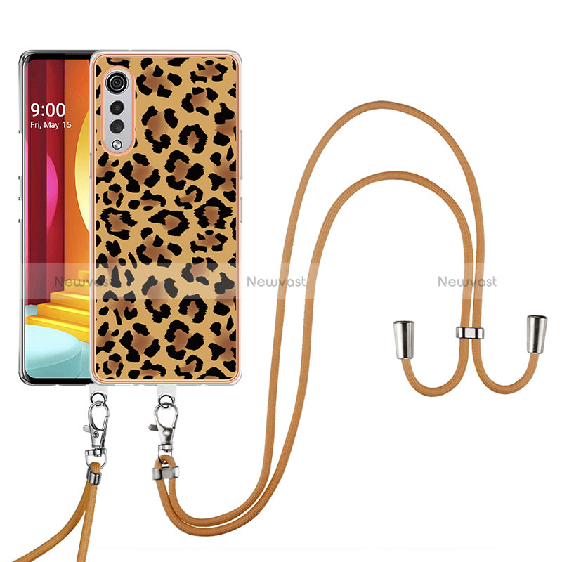 Silicone Candy Rubber Gel Fashionable Pattern Soft Case Cover with Lanyard Strap YB8 for LG Velvet 5G