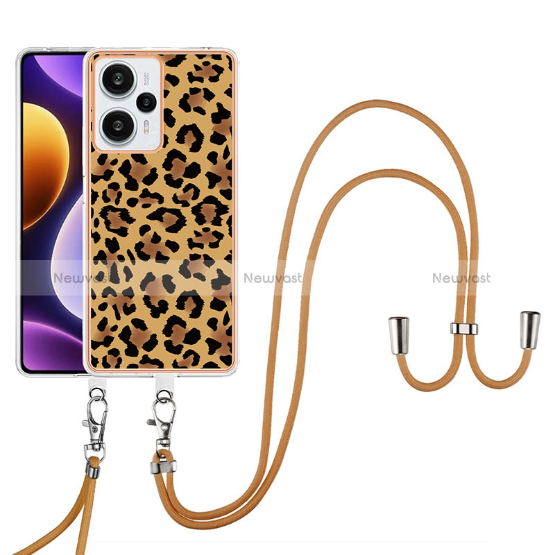 Silicone Candy Rubber Gel Fashionable Pattern Soft Case Cover with Lanyard Strap YB8 for Xiaomi Poco F5 5G